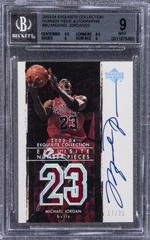 2003-04 UD "Exquisite Collection" Number Pieces #MJ Michael Jordan Signed Card (#17/23) – BGS MINT 9/BGS 10